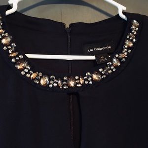 Liz Claiborne embellished neckline dress